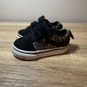 Vans Kids Black and Leopard Sneakers